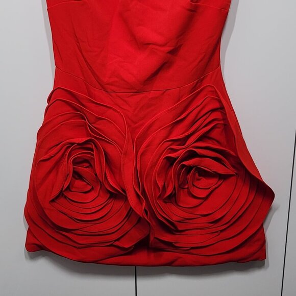 Women's Fashion Strapless 3D Flower Mini a Line Evening Party Dress - Picture 2 of 4